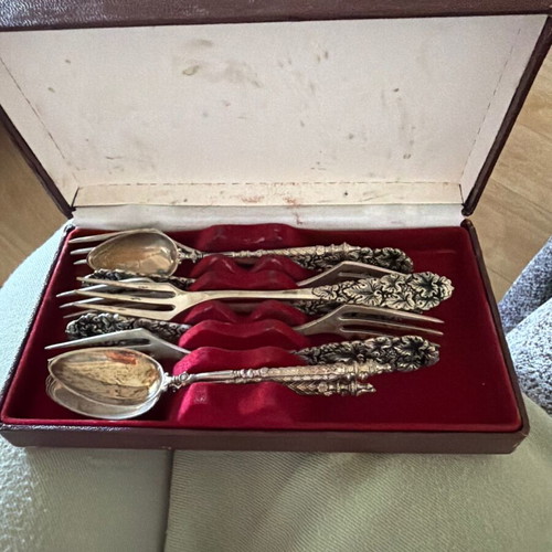 Vintage silver 800 dessert cutlery set of 12 pieces, like new