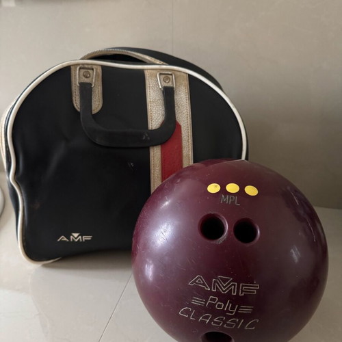 AMF bowling ball used with case, vintage, 6kg