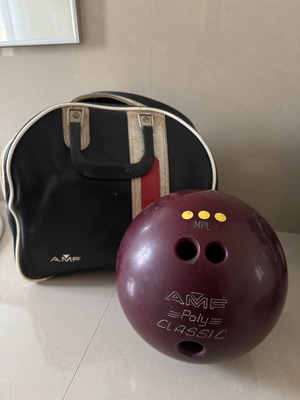 AMF bowling ball used with case, vintage, 6kg