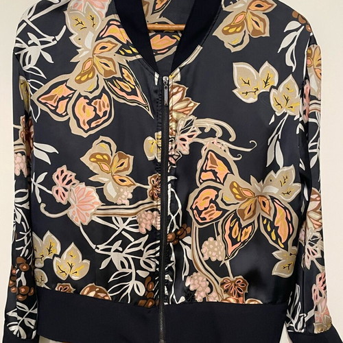 Crepe Satin Bomber New Black Multicolor Size M