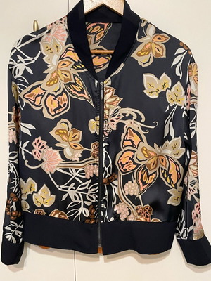Crepe Satin Bomber New Black Multicolor Size M