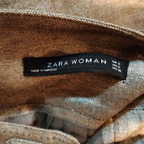 Zara high-waisted linen skirt beige-silver used, size S