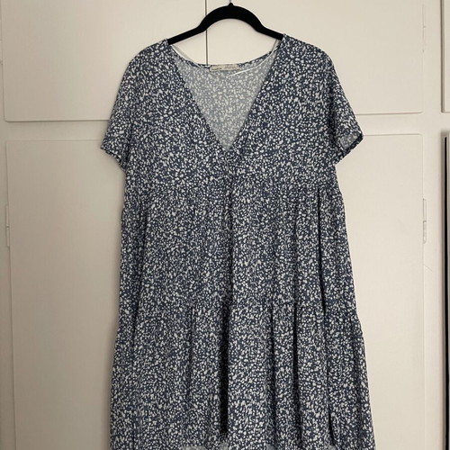 Mini dress Pull & Bear used, large, blue and white