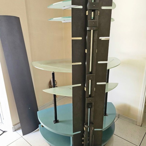 TV furniture used, handmade with adjustable glass surfaces