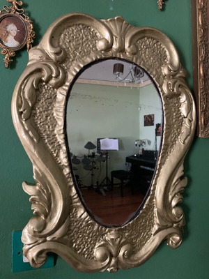 Wall mirror used, vintage, wooden, handmade