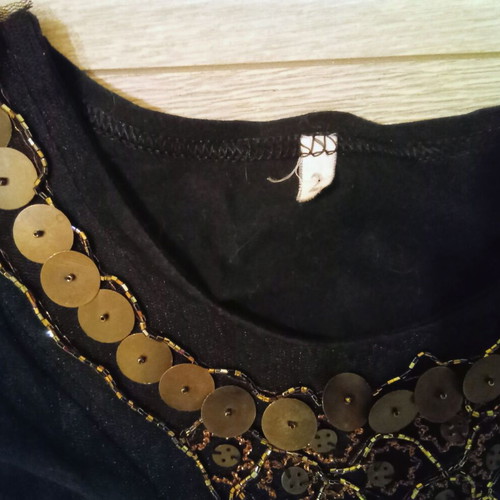 Indian black long-sleeve top like new with embroidery
