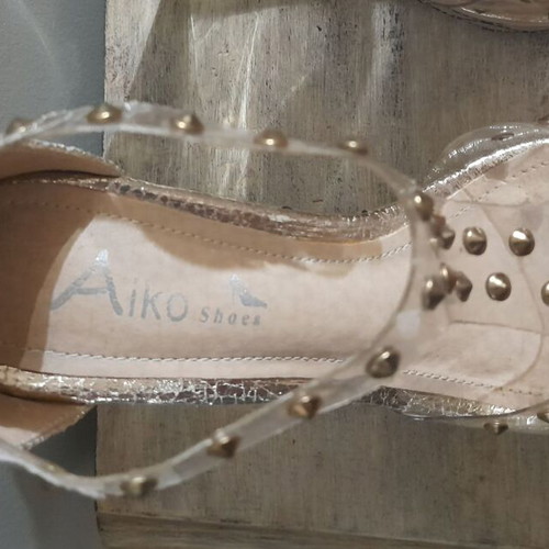 Plexiglass platform sandals transparent with gold quilting new size 37