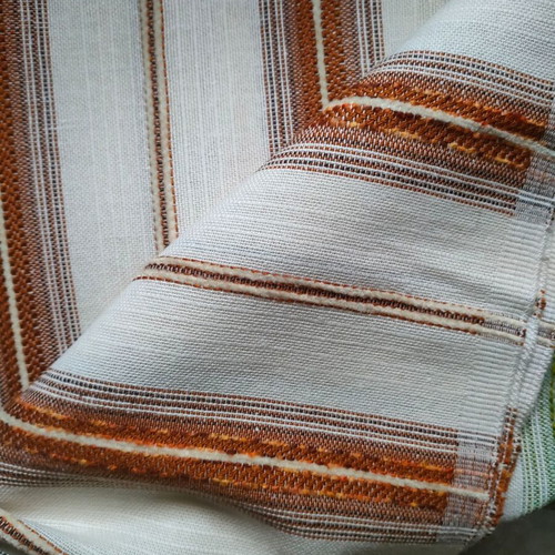 Traditional handwoven fabric loom new, terracotta and green