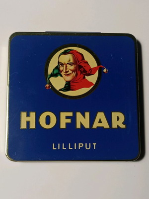 Hofnar Lilliput cigars used, old metal box with 6