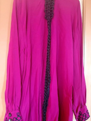 Burgundy dress with belt like new, handmade embroidery
