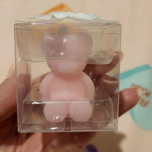 Pink Bear Candle Small New