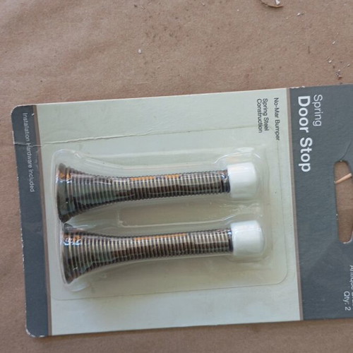 Spring door stop new, set of 2, antique brass