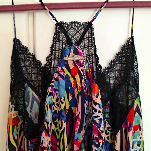 Cloud 9 by L μακρύ πολύχρωμο φόρεμα σε στυλ lingerie με zebra print σαν καινούργιο