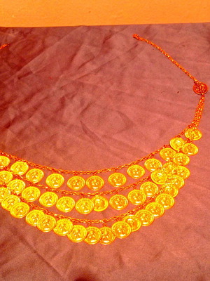 Ethnic necklace new, metal pendants 25mm, adjustable length