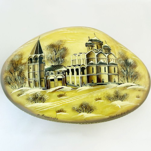 Fedoskino collectible box mother of pearl hand-painted vintage 90s