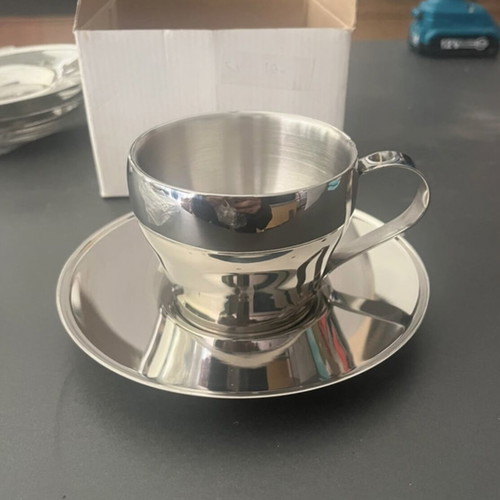 Cappuccino cup and saucer set inox new