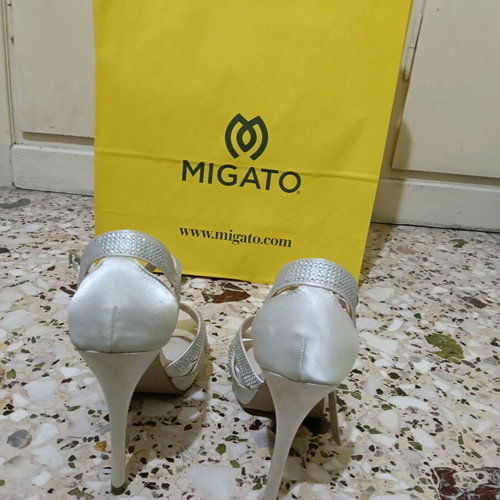 Migato bridal shoes size 38 leather silver pumps like new