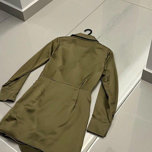 Zara dress khaki satin like new, mini -  18,00 - Vendora.cy