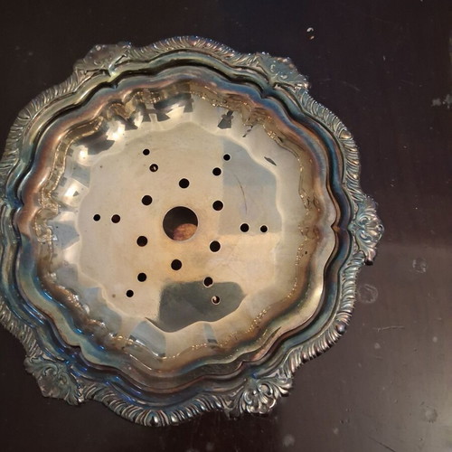 Silver-plated caviar serving dish like new, 16.5 cm diameter