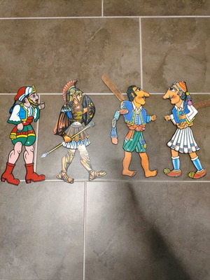 Handmade Karagiozis shadow theater figures like new, set of 4