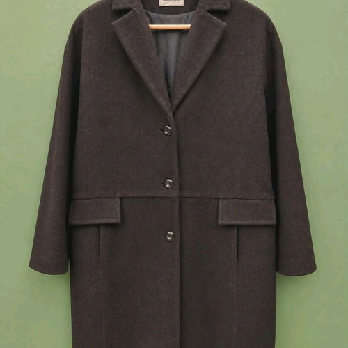 Wool women's coat used, black, size L
