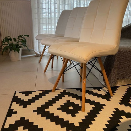 White leather chairs new, pack of four