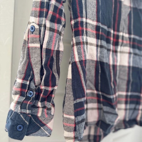 New Look cotton hooded plaid shirt used, multicolor