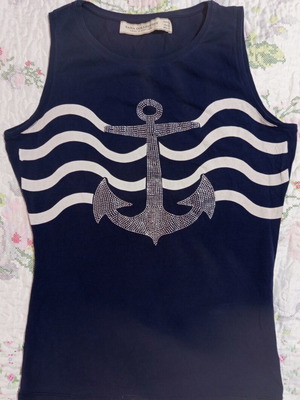 Zara γυναικείο αμάνικο μπλουζάκι medium size navy blue σαν καινούργιο