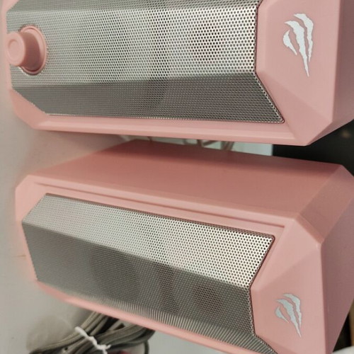 RGB speakers and mouse set in pink like new