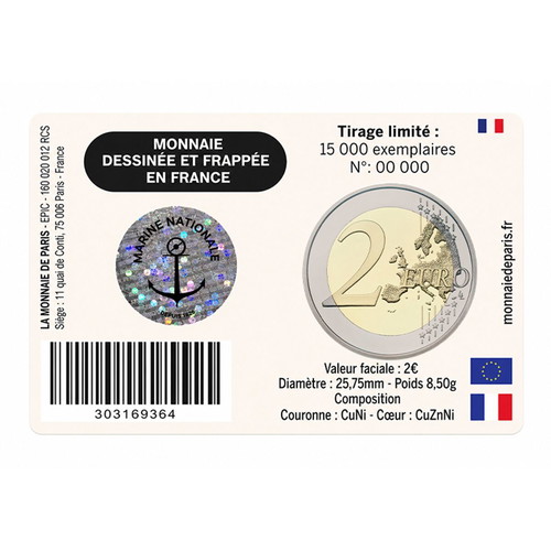 French Navy 2€ Coincard 2026 new, limited mintage