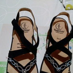 Ganter New Anatomical Black Leather Sandals with Crystals