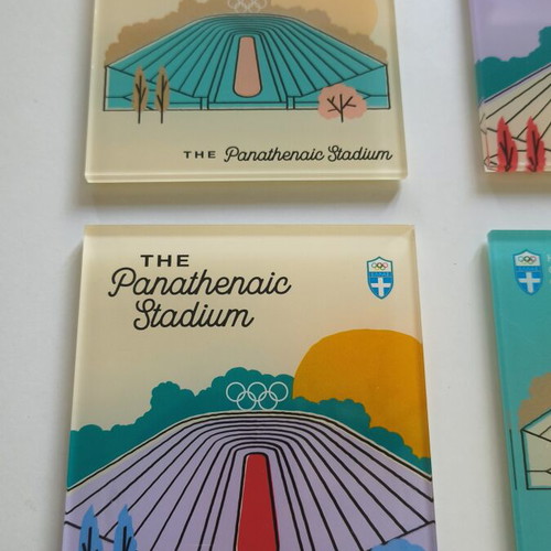Panathenaic Stadium Coaster Set new, official Hellenic Olympic Committee