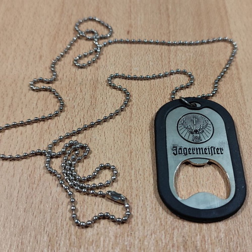 Jagermeister promotional metal bottle opener with chain like new