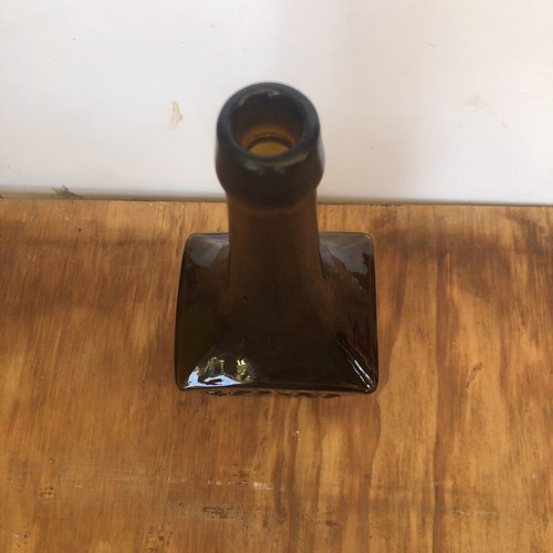 Antique glass bottle D.POURIS LE PIRÉE amber color