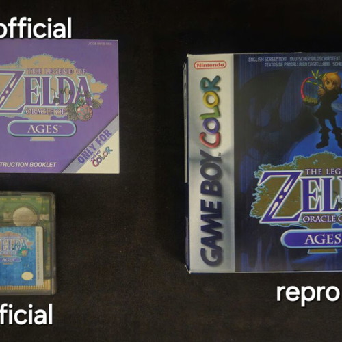 The Legend of Zelda Oracle of Ages Game Boy Color cartridge and manual