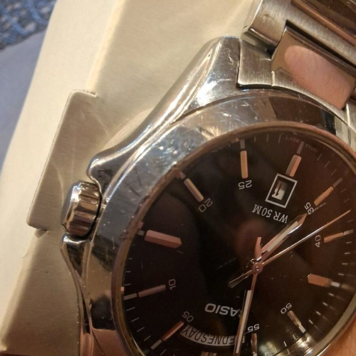 Casio Quartz Watch WR50 used, men's silver