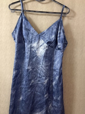 ASOS satin mini dress with zip, blue denim print