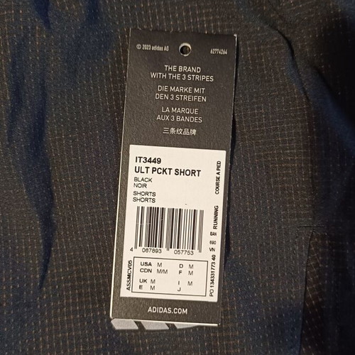 Adidas running shorts new, size M, black, reflective details