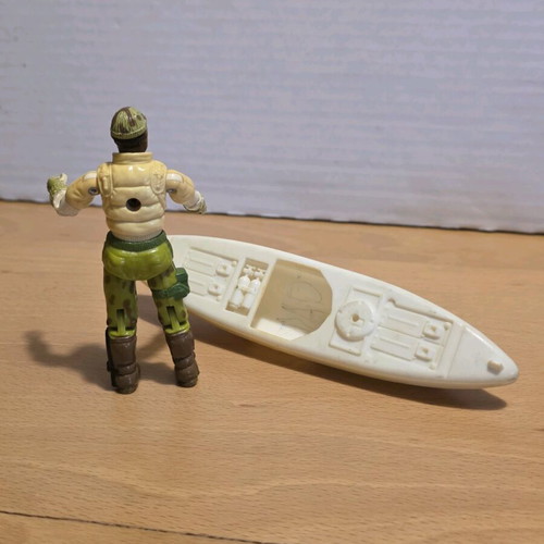 G.I. Joe Stalker v3 1989 figure with kayak used, vintage Hasbro