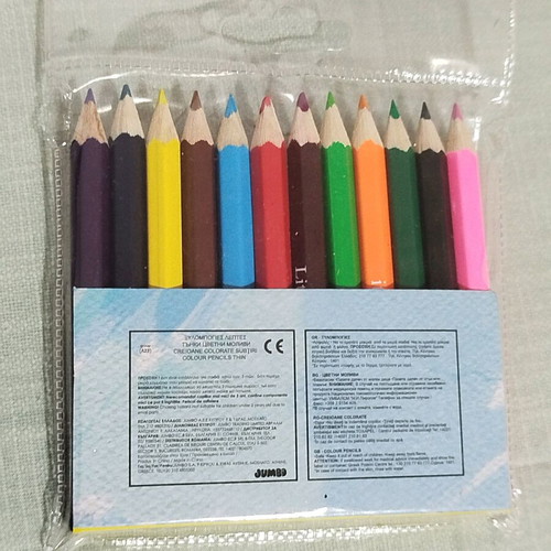 Mini coloured pencils pack like new with gift drawing sheets and stickers