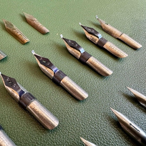 Collectible dip pen nibs used, lot of 42 pieces