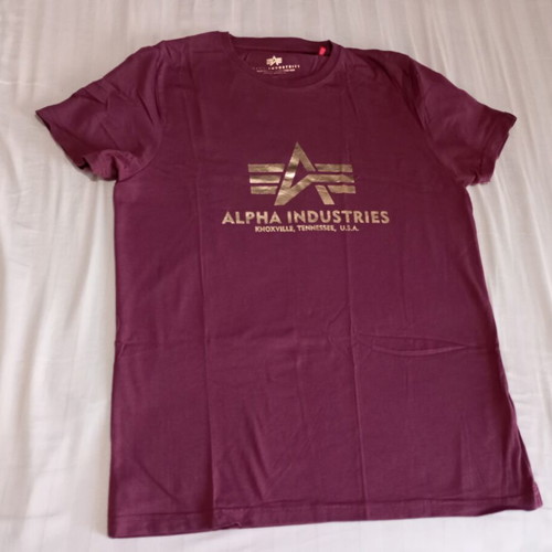 Alpha Industries men's t-shirt large used, pink and purple, cotton