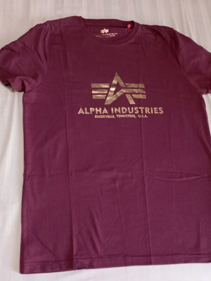 Alpha Industries men's t-shirt large used, pink and purple, cotton