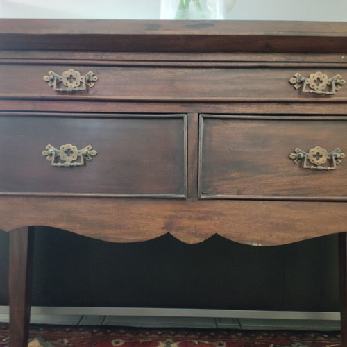 Vintage carved wooden console with three drawers