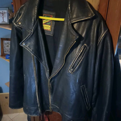 Vintage leather jacket Pontiac used, brown-black XL-XXL