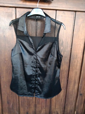 Black satin shirt with lace size S/36 Tally Weijl like new