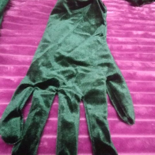 Velvet dress green cypress one size new with gloves