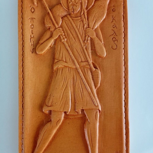 Jesus the Good Shepherd image new, made of wax, mastic and incense