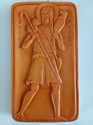 Jesus the Good Shepherd image new, made of wax, mastic and incense