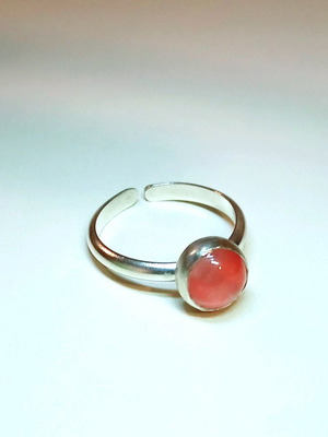 Silver ring with watermelon quartz used, size 58